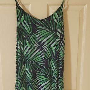 Old Navy thin strap sundress, blue with green, size M, 3/4 length